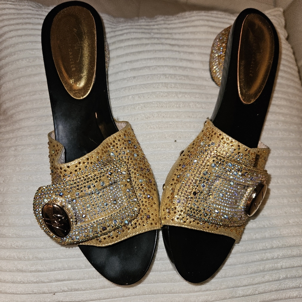 Elegant Gold Studded Women's Mules Size 43